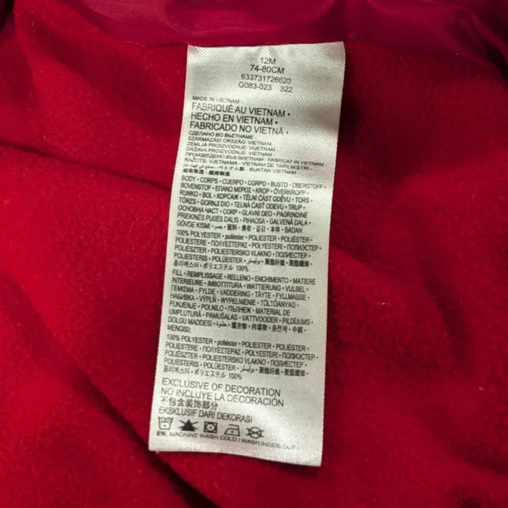 Nike Puffer Infant Baby Jacket Black Red Size 12 Month